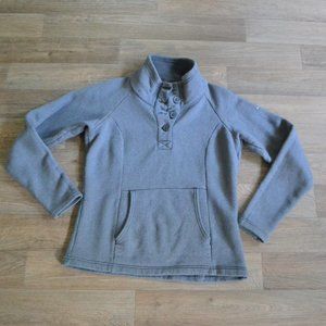 Columbia Quarter Button Front Fleece Gray Pullover Sweater Size Small